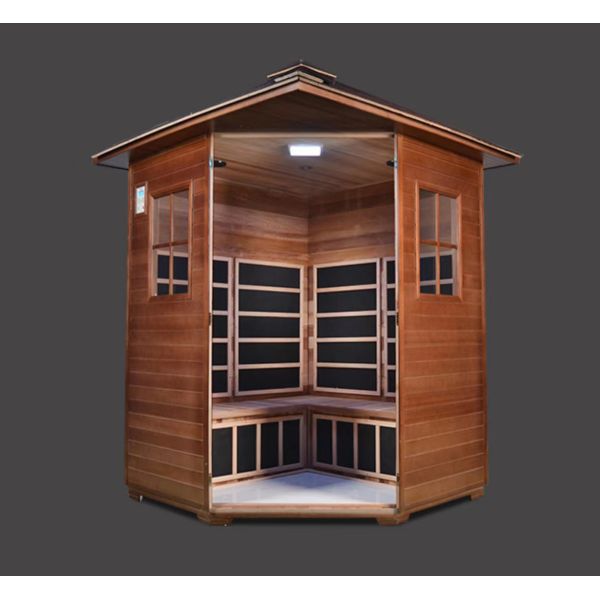 Сауна пара кабины сада на открытом воздухе, на открытом воздухе деревянная комната сауны
