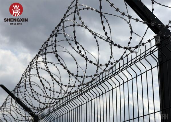 10m Galvanized Barbed Wire Concertina Razor Wire For Railway