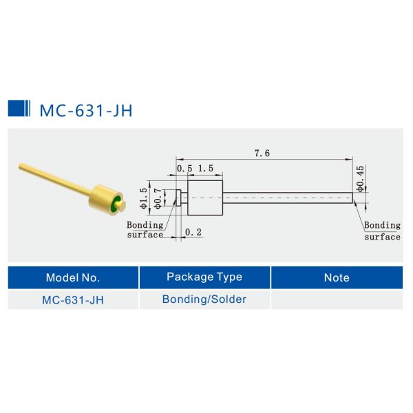Nail Head Hermetic Glass To Metal Seal Connectors DC Feedthroughs MC-631-JH