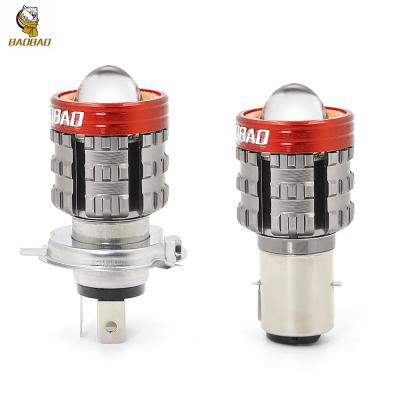 15W Metal White Yellow Flash Pink Ring LED Lens H4 BA20D Motorcycle Headlamp