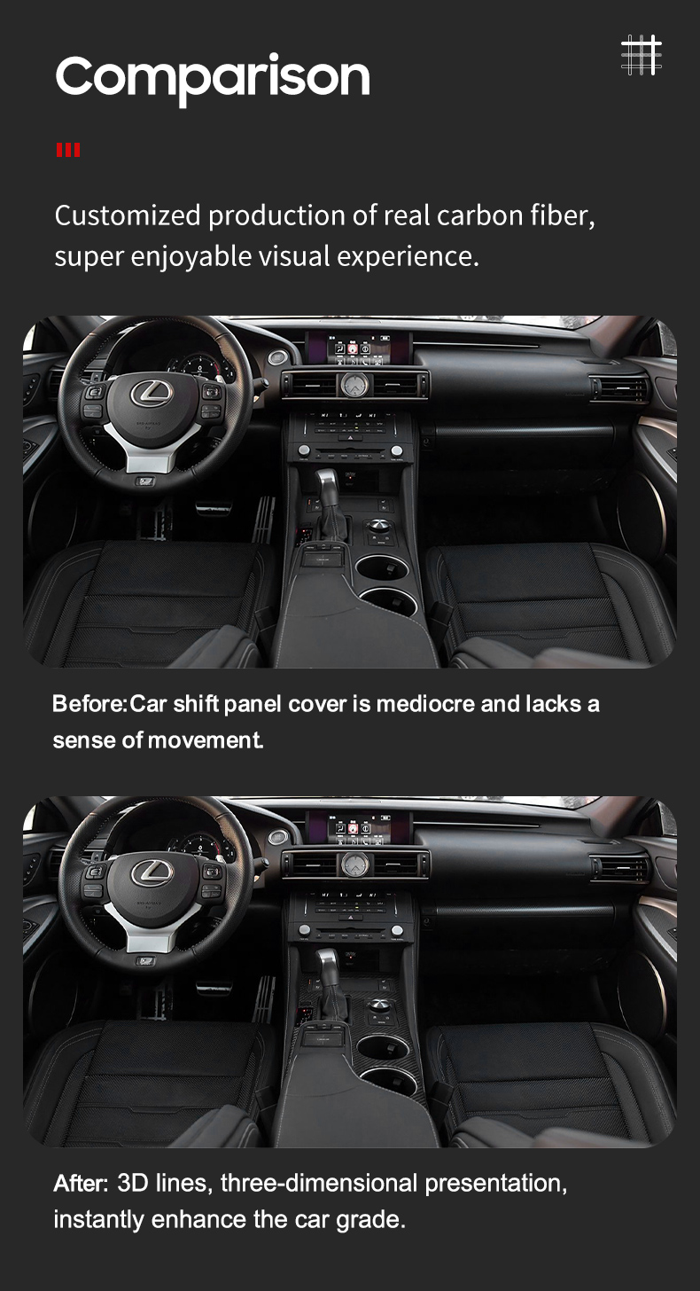 Dry Carbon Fiber Car Shift Panel Cover for Lexus RC 2015-2019 Year