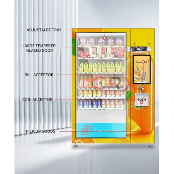 Smart Touch Screen Beverages And Snacks Vending Machine For Subway