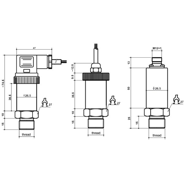 Pressure Sensor for Air/Water/Oil, 4-20mA/0-5V/RS485 Output