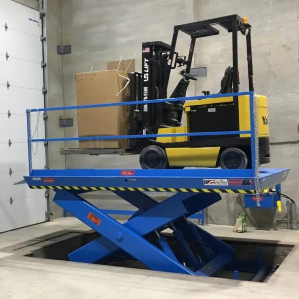 Stationary Hydraulic Truck Dock Scissor Lift 5000KG With Extension Ramp