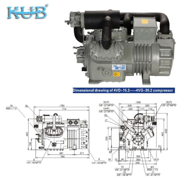 2HP to 50HP R404A Refrigerant Customizable Cold Storage Compressor Semi-hermetic Piston Compressor