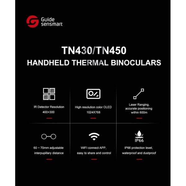 Новые бинокли воображения ночного видения проводника TN450 прибытия Uncooled ультракрасные термальные для безопасности