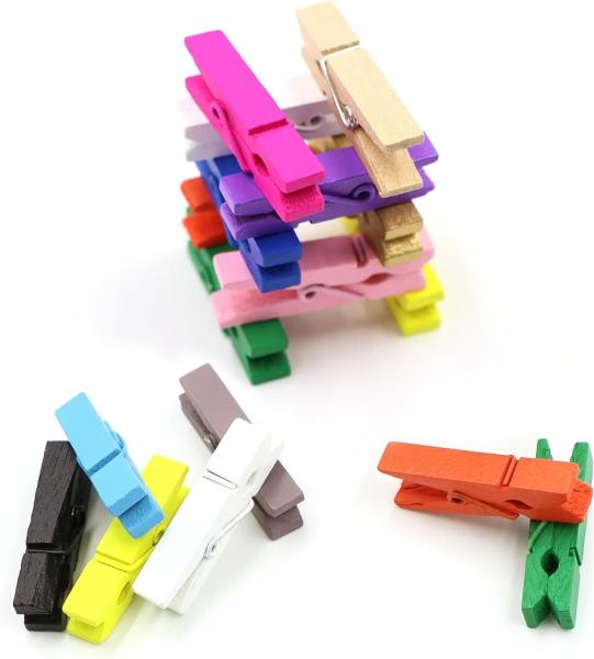 Colored Wooden Clothespins,  Color Clothes Pins for Clip Pictures Photos Decorative