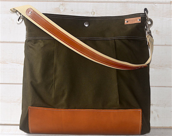 BEST SELLER Diaper bag,Messenger bag Green Stockholm with Leather strap,Ikabags