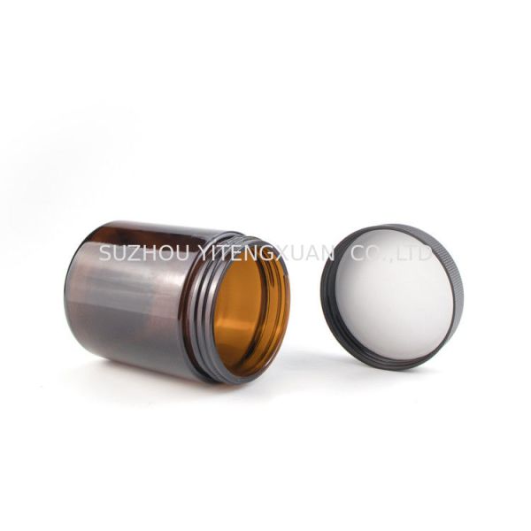 1 - 8 Oz Amber Glass Jars , Round Amber Glass Cosmetic Jars With Metal / Plastic Caps