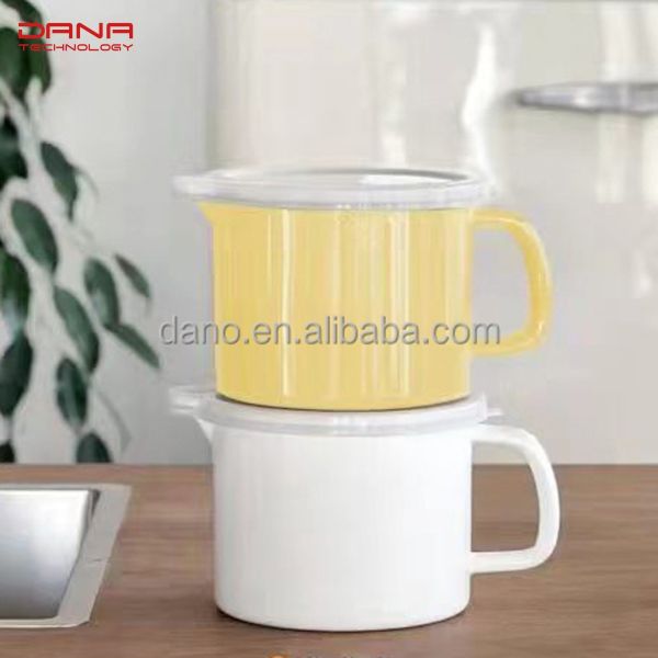 Customized Color Enamel Milk Mug 14 15cm With PE Lids Decals Thickness 0.8mm