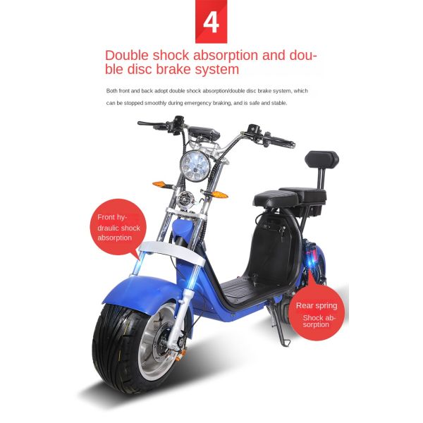48V 1000W Electric Motorbike for Adults 14 Inch High Speed Electric Motorcycle Scooter