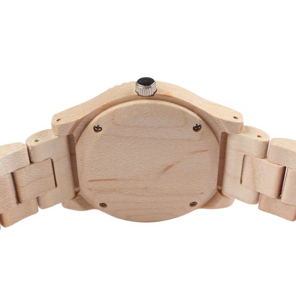 White Round Small Three-Hand Wooden Quartz Watch · Featuring Japan Miyota PC21 Movement | Customizable Logo - SHX