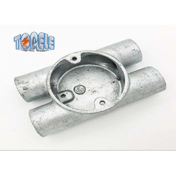 Durable Gi Conduit Accessories BS4568 Circular Malleable Twin Through - H Way Box