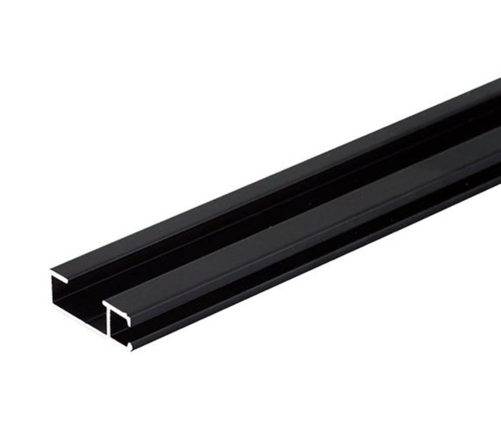 Custom 6063 Aluminum Extrusion Black Anodized Rail Profile for Picture Hanging and Wall Decoration