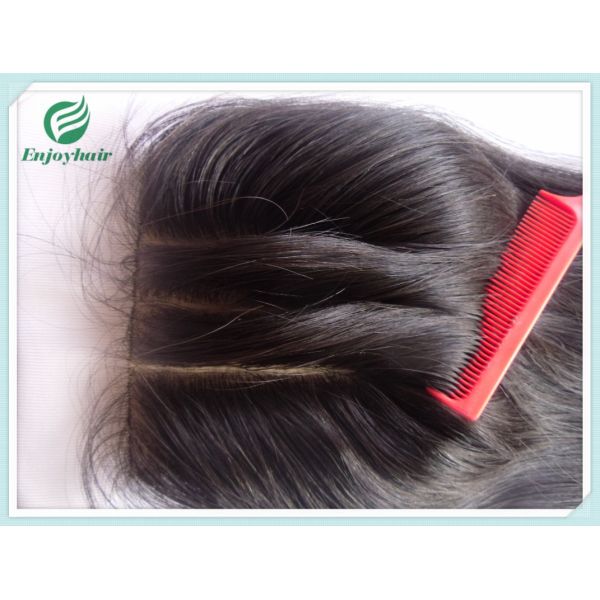 Silk top closure4''x4'' brazilian virgin hair natural color straight 10''-24''L three way