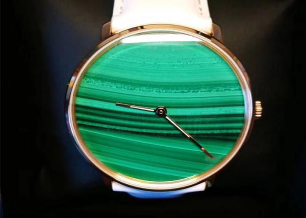 Vogue Exquisite Crafts Using Stones Quartz Movement Watch With Natural Marble Dial