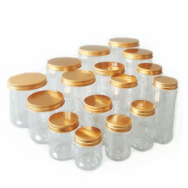 Aluminum Screw Lid Food Storage Jar Dia 55mm Plastic Clear Tea Coffee Sugar Canisters