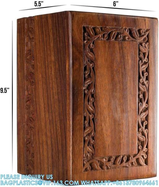 Border Engraved Rosewood Cremation Urns For Human Ashes Adult Male Female - Wooden Decorative Urns Box And Casket