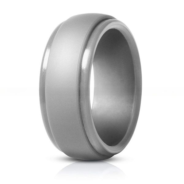 Sport Wedding Silicone Ring 8mm Step Edge Breathable For Men