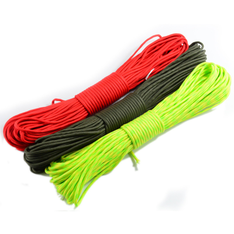 100FT 4mm 7 Cores Parachute Cord Survival Polyester 550 Paracord Rope and Versatile