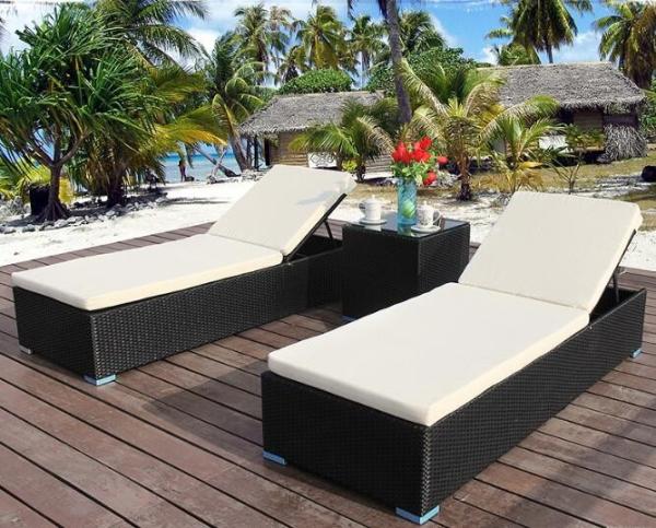 PE Rattan patio Backyard beach Chaise Lounge chairs Leisure Aluminium Outdoor Garden wicker Chairs