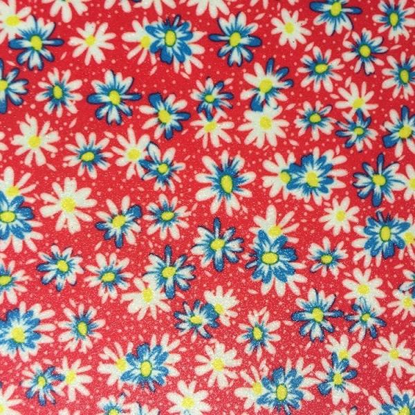 Glitter Printed Faux Leather Fabric , Vegan Leather By The Yard Red Color