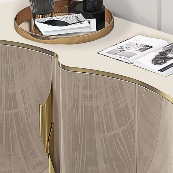 Electroplated Luxury Sideboard Cabinets Stainless Steel Hotel Solid Wood Sideboard