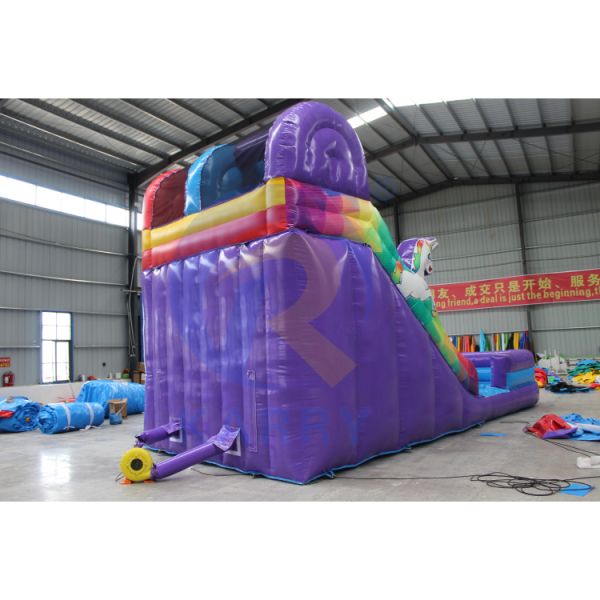 OEM Accepted Mini Unicorn PVC Inflatable Water Slide with Pool and Rocking Climbing