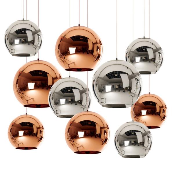 240V Gold Rose / Golden Chrome Color E27 Mirror Glass Pendant Light