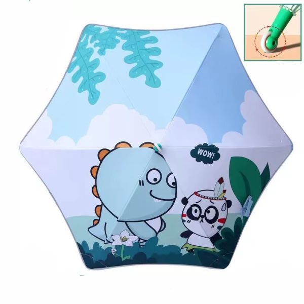 Cute Cartoon Children's Umbrella with Long Handle and Automatic Roller Skating Feature