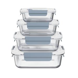 Customized Color Sprayed Stackable Glass Food Storage Box With Vented Cool Lock