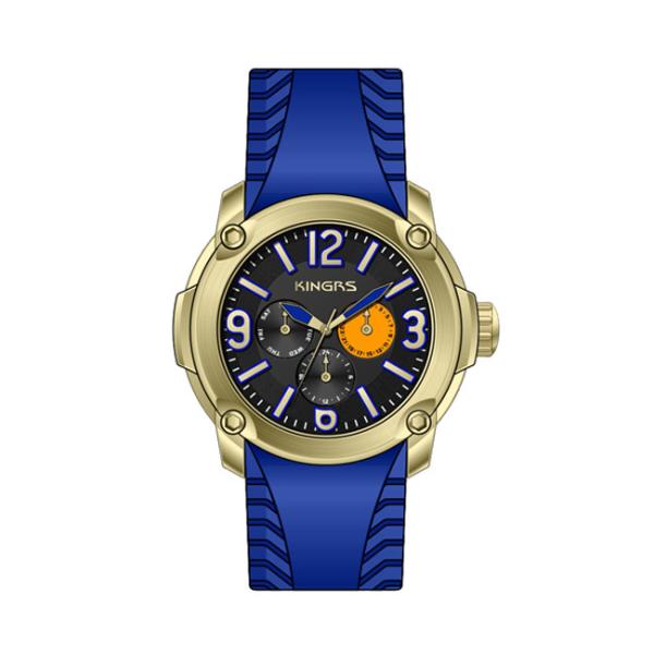 Fashion Men's  Silicone  Strap  Stainless steel wrist Watches with 6 watch hands