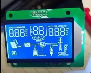 Affichage à 12 heures, écran LCD 7 segments HTN, bleu négatif, caractères blancs, 3,3 V