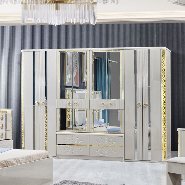 Modern Luxury Villa Wood Frame King Size Bed Home Royal Classic Wooden Queen Double Leather Full Bedroom Furniture Set