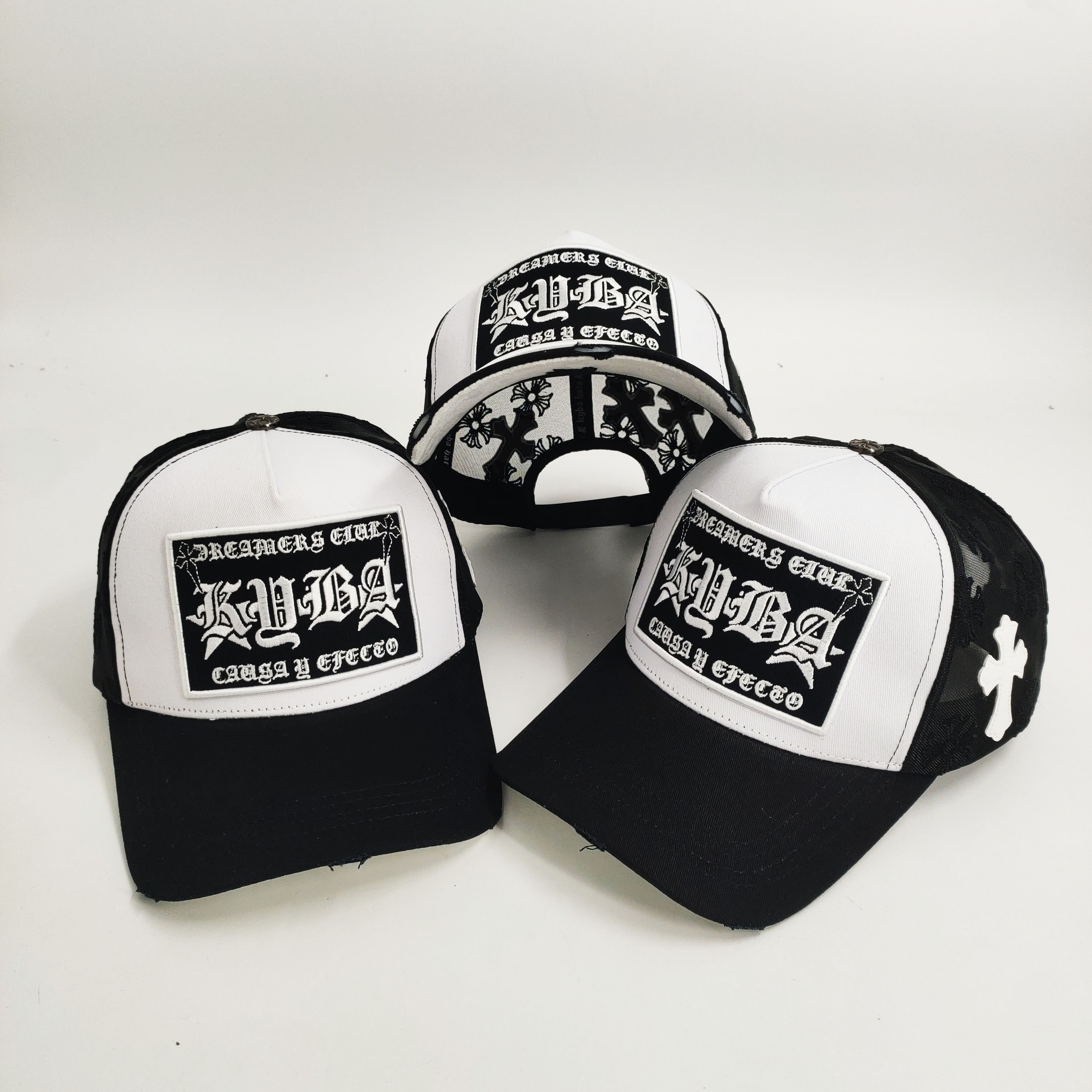 Embroidered Patch Flowers Custom Embroidery Trucker Hats Mesh Cotton PU Leather Stitching All Around Patch