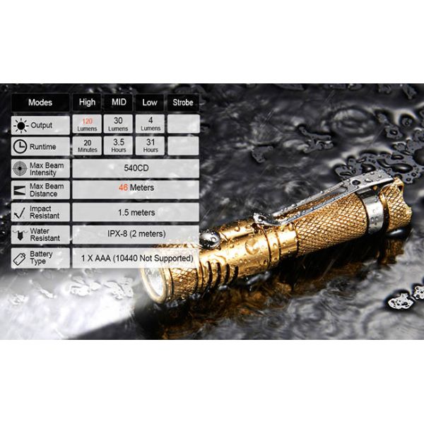 Creative Mini LED Flashlight Glowing Tritium Tube 34g Light Net Weight