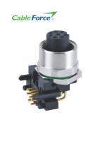Asseguração lateral de M12 4 Pin Female Connector Panel Front com contatos do PWB de 90 graus