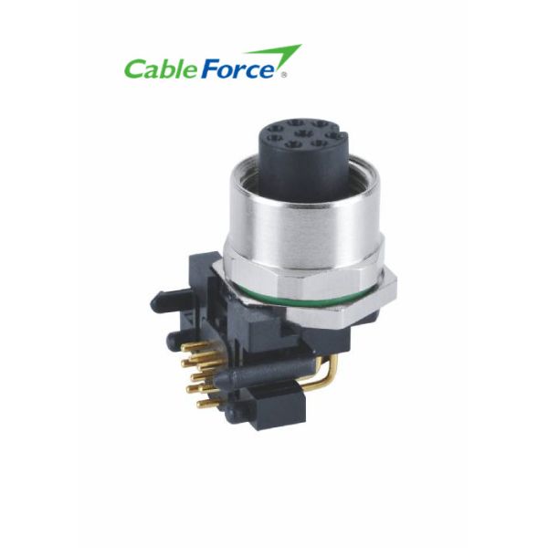 Крепление лицевой стороны панели разъем-розетки Pin M12 4 с контактами PCB 90 гр