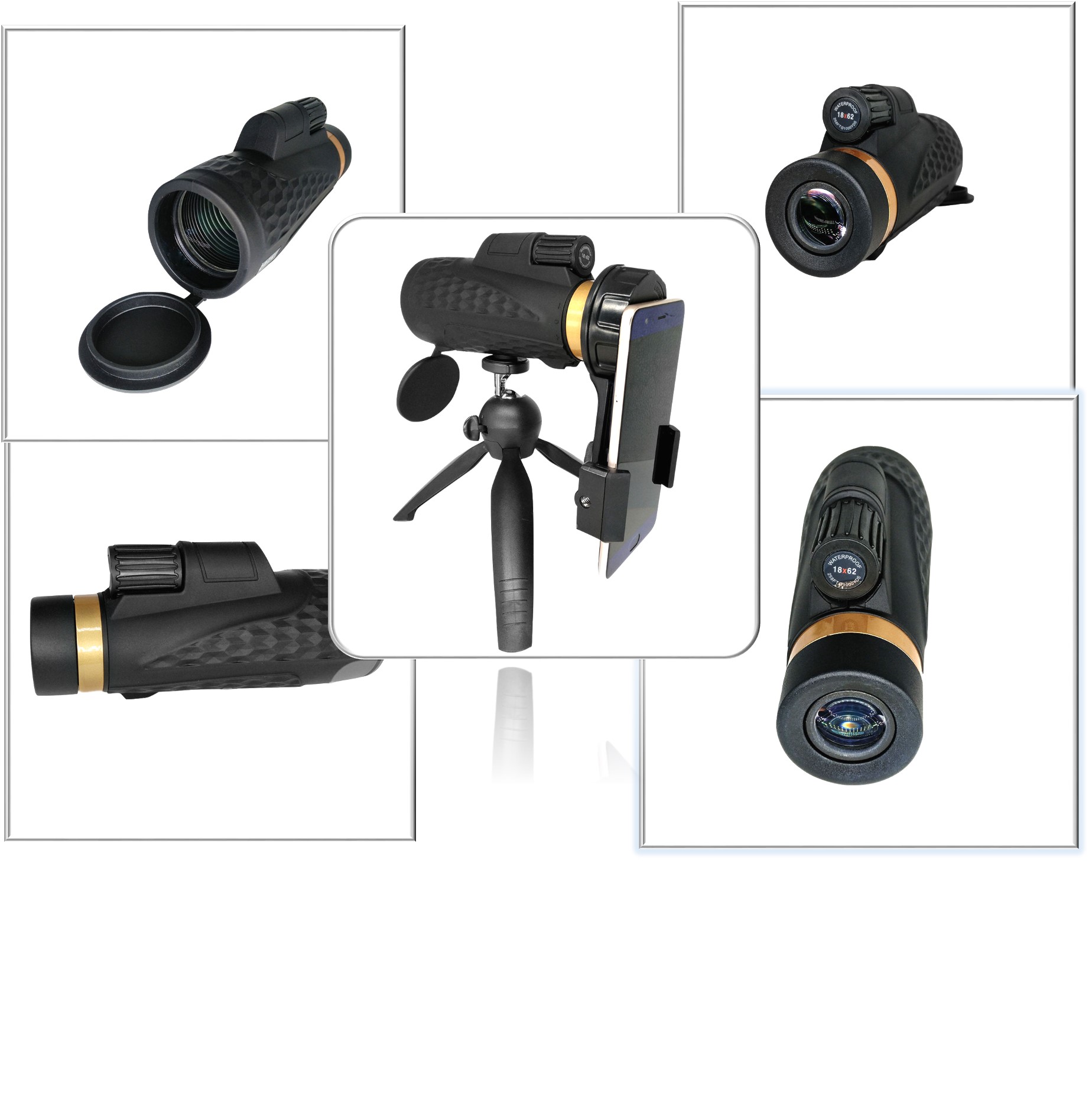 Наивысшая мощность BAK4 телескопа сотового телефона 10x42 12x50 16x52 Monocular с держателем