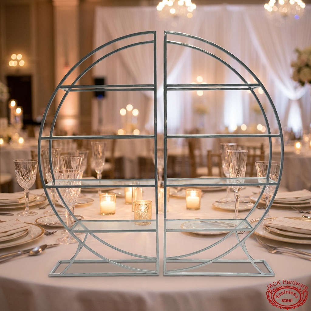 WENDING Silver Circular 4-Tier Glass Wedding Display Rack – Premium Wine & Dessert Stand