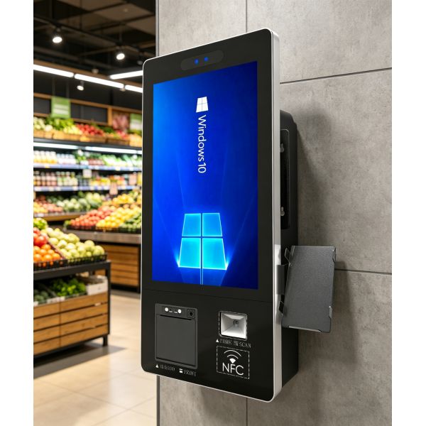 All-in-One Payment Terminal with Receipt Printer & Barcode Scanner, Wind 10 POS System for Retail Store/Supermarket
