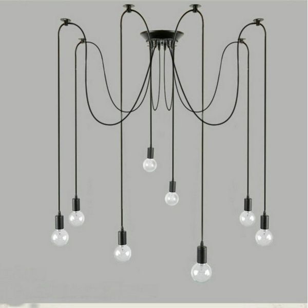 Nordic Retro Edison Bulb Pendant Chandelier Vintage Loft Antique Adjustable DIY E27