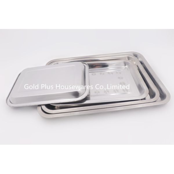 LFGB Custom Printed Stainless Steel Serving Trays Rectangle 45*35cm