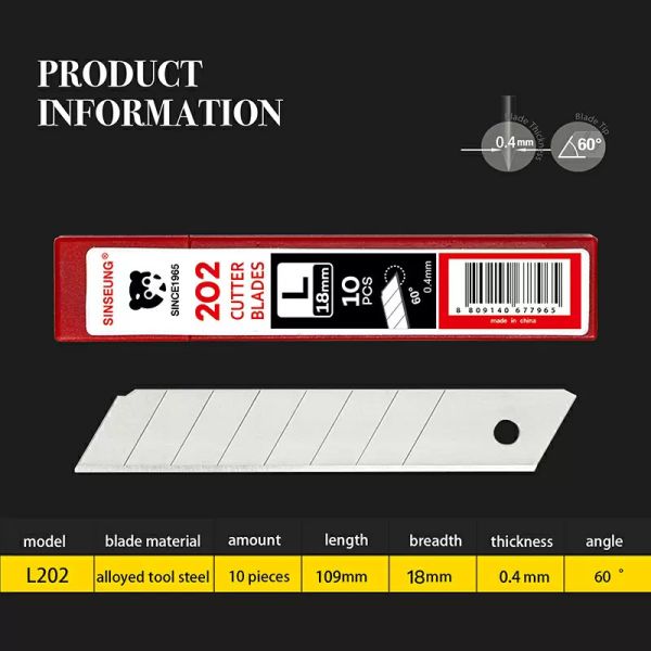 Heavy Duty 25 Mm 18mm Knife Blades Snap Large Blister Card Set