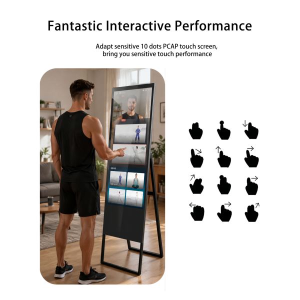 43 AI Smart Fitness Mirror Posture Correction 10-Point Touch Magic Mirror FHD LCD Commercial Advertising Kiosk Factory