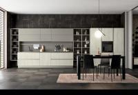 Armário de cozinha moderno De cor sólida Matte Laca Porta personalizada Armário de cozinha de melamina Design de cozinha gratuito