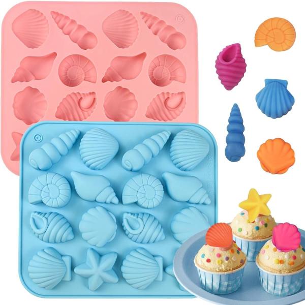 Silicone Sea Shell Mold Baking Mould Ice Cube Tray Shell Shape Silicone Mold For Chocolate, Soap, Candle, Fondant Birthday Cake Decoration And Jelly