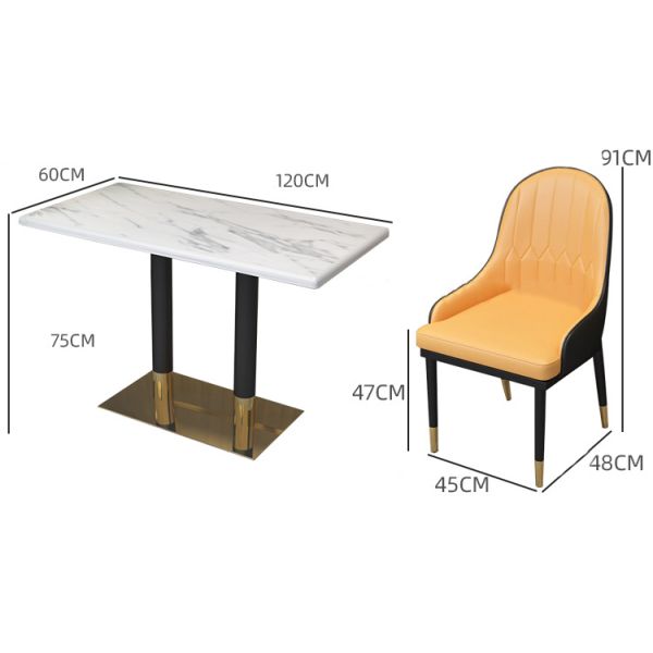 Nordic Orange Retro Dining Chairs Ergonomic Design Coffee Shop Restaurant Marble Dining Table Modern Armchairs