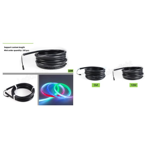 Black Silicone D25mm LED Neon Strip 360° Full Emitting DMX RGB Neon Tube Light