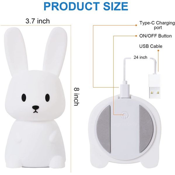 controle do toque de luz da noite do coelho do silicone do diodo emissor de luz 4100K para o quarto